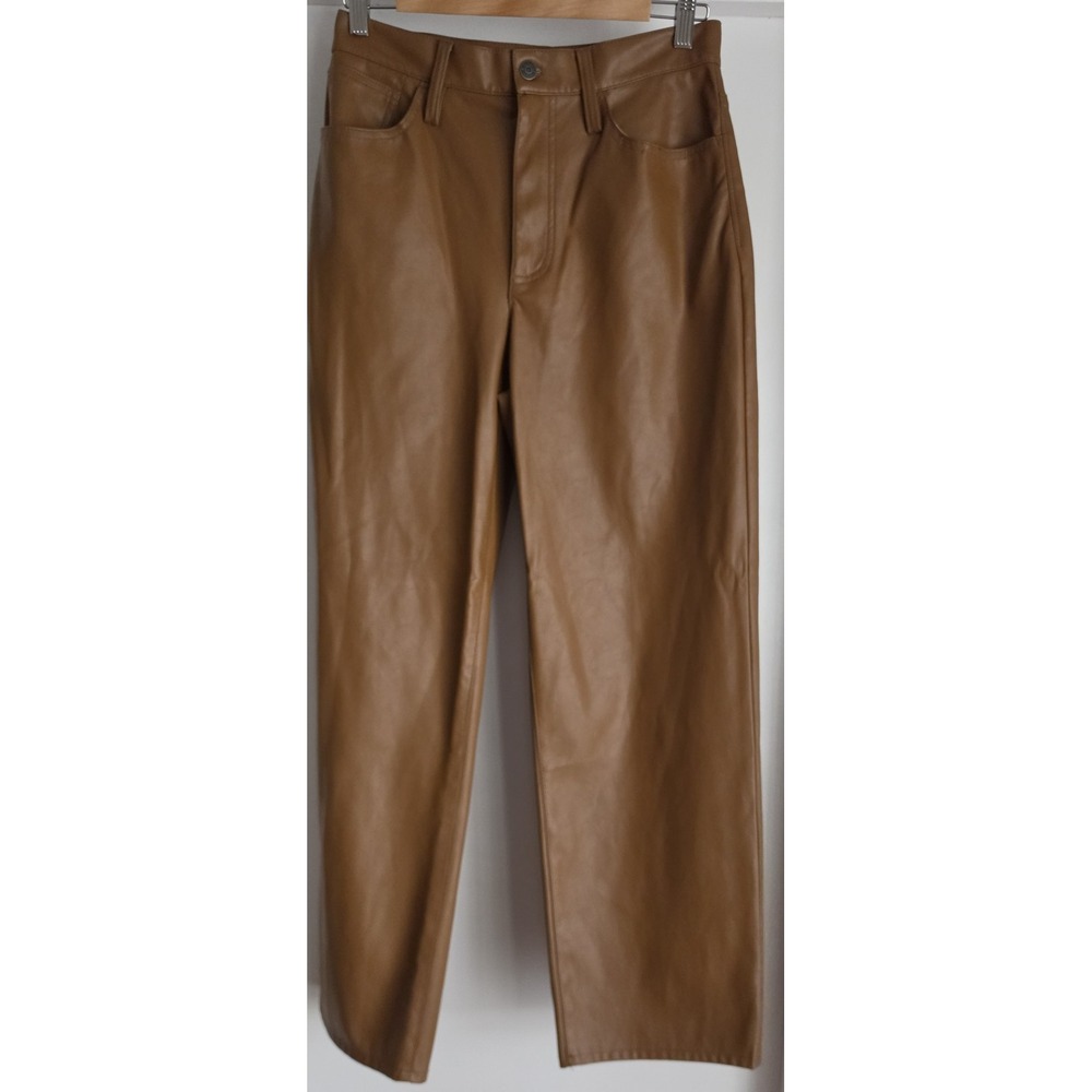 Madewell Faux Leather Pants Size 27 Brown Solid Casual Straight Trousers